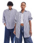 Фото #1 товара COLLUSION Unisex oversized stripe shirt in white and blue stripe