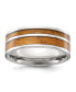 ფოტო #1 პროდუქტის Stainless Steel Wood Inlay Band Ring