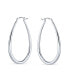 Large Oval Finish Tube Hoop Earrings For Women Sterling Silver Hinged Notched Post 2 Inch