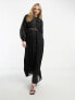 Reclaimed Vintage maxi satin dress with mixed scale lace in black