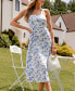 Women's Floral Print Straight Neck Cami Maxi Beach Dress