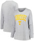 Women's Gray Tennessee Volunteers Plus Size Arch Over Logo Scoop Neck Long Sleeve T-Shirt