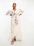 Фото #1 товара Hope & Ivy Plus embroidered floral maxi dress in ivory