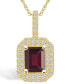 Garnet (2 Ct. T.W.) and Diamond (1/2 Ct. T.W.) Halo Pendant Necklace in 14K Yellow Gold