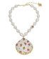Фото #1 товара Betsey Johnson faux Stone Floral Shell Pendant Necklace
