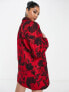 ASOS DESIGN brushed oversized blazer in red winter floral print