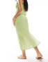 Pieces textured maxi skirt co-ord with slit sides in green grün, XS - EU 34 - фото #2