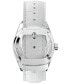 ფოტო #3 პროდუქტის Women's Amelia GMT Multifunctional Genuine White Calf Leather Strap Watch 40mm