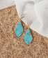 Gold-Tone Framed Flat Stone Drop Earrings