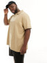 Фото #1 товара Polo Ralph Lauren Big & Tall logo pocket johnny collar pique polo in beige