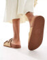 Фото #2 товара New Look double strap sandal with raffia in tan