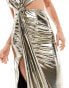 Jaded Rose Petite cut out midaxi dress in liquid metallic