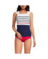 Фото #1 товара Women's Chlorine Resistant Cap Sleeve High Neck Tankini Swimsuit Top