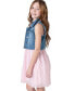 ფოტო #2 პროდუქტის Big Girls Denim Vest and Embroidered Dress Outfit, 2 PC