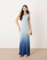 Фото #1 товара ASOS EDITION knitted sheer sleeveless maxi column dress in blue ombre