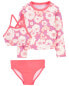 Фото #2 товара Toddler 3-Piece Floral Print Rashguard Swimsuit Set 5T