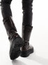 Фото #3 товара ASOS DESIGN chunky boot in brown with vintage effect silver buckles