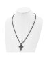 Brushed Black IP-plated Cross Pendant Box Chain Necklace