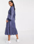 Фото #2 товара Lola May Petite midaxi tiered shirt dress in blue