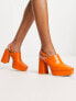 & Other Stories leather high heel platform shoes in orange