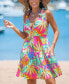 Women's Tropical Print Knotted Strap Mini Beach Dress