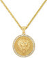 ფოტო #1 პროდუქტის Men's Crystal Lion Medallion 24" Pendant Necklace in Yellow Ion-Plated Stainless Steel