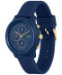 ფოტო #2 პროდუქტის Men's L 12.12. Chrono Blue Silicone Strap Watch 43mm