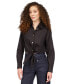 ფოტო #4 პროდუქტის Women's Poplin Tie-Front Button-Down Cotton Shirt, Regular & Petite