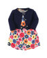 ფოტო #1 პროდუქტის Baby Girls Baby Organic Cotton Dress and Cardigan 2pc Set, Bright Flower