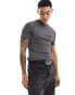 Фото #1 товара ASOS DESIGN muscle fit raglan rib t-shirt in charcoal