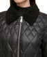 Фото #4 товара Women's Faux-Fur-Collar Quilted Coat