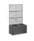 Фото #3 товара Trellis Raised Bed with 2 Pots 22.8"x11.8"x42.1" Poly Rattan Black