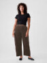 High Rise Corduroy Tapered Ankle Trousers