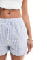 Фото #4 товара Stradivarius cotton pull on short in blue stripe