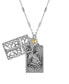 Pewter Square Cross and Angel Slide Locket 28" Necklace