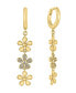 Cubic Zirconia 18K Gold-Plated Triple Flower Earring