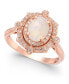 ფოტო #1 პროდუქტის Aurora by EFFY® Opal (5/8 ct. t.w.) and Diamond (1/6 ct. t.w.) Oval Ring in 14k Rose Gold