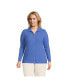 Women's Plus Size Long Sleeve Wide Rib Button Front Polo Shirt