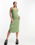 Фото #1 товара Bolongaro Trevor v-neck knitted midi dress in olive