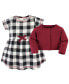 Baby Girls Baby Organic Cotton Dress and Cardigan 2pc Set, Black Plaid