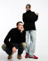 COLLUSION Unisex knitted ribbed oversized rollneck jumper in black