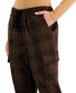 Фото #4 товара Juniors' Plaid Cargo Pull-On Jogger Pants