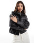 ONLY faux leather pocket jacket in black