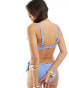 Accessorize bunny tie front crinkle bikini top in blue