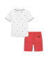 ფოტო #2 პროდუქტის Toddler Boys Printed Pique Polo Shirt and Prewashed Twill Shorts, 2 Pc Set