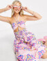 Фото #8 товара COLLUSION bandeau cut out detail summer midi dress in pink floral