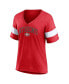 ფოტო #3 პროდუქტის Women's Heather Red Georgia Bulldogs Plus Size Arched City Sleeve Stripe V-Neck T-shirt