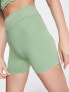 South Beach polyester legging shorts with scallop edge in olive