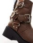 Фото #6 товара ASOS DESIGN Wide Fit Aim harness biker ankle boot in brown