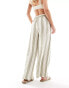 JDY Petite wide leg linen mix trouser co-ord in sage and white stripe